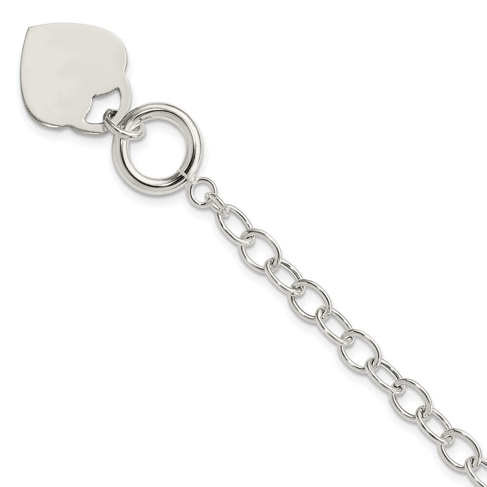Kazi Luxury Sterling Silver Oval Link Engraveable Heart Bracelet